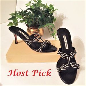 MANOLO BLAHNIK black and white sandals size 38.5